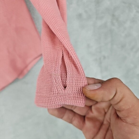 Free People Top Womens Size S Pink One Shoulder Boat Neck Waffle Knit Boho NWT - Picture 7 of 9